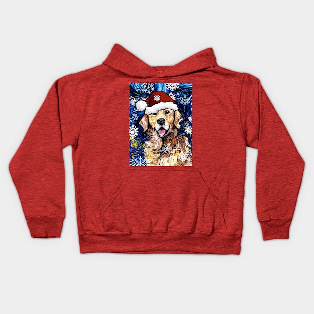 Golden Retriever Santa Kids Hoodie by sagittariusgallery